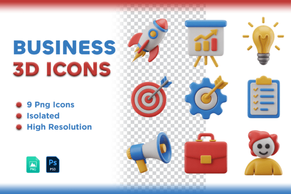3D Business Management and Finance Icons for Modern Visual Storytelling