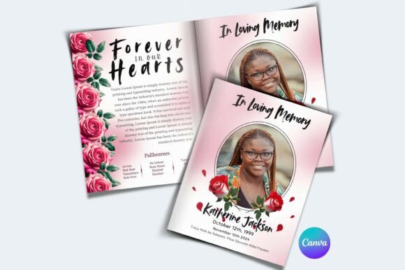 8 Page Pink Roses White Funeral Program: A Thoughtful and Customizable Tribute