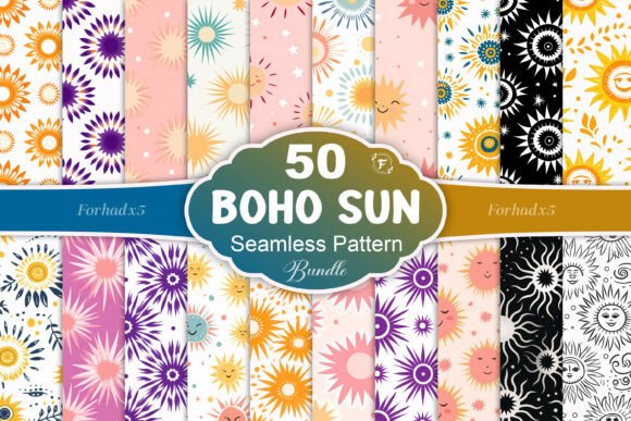Abstract Boho Sun Seamless Pattern: Elevate Your Designs with Warmth and Style