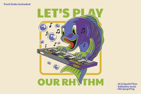 Cartoon Blue Fish Mascot Playing Piano: A Versatile Branding Asset for Creative Professionals