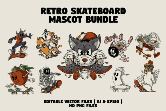 Cartoon Skateboarding Mascot Bundle: Your Secret Weapon for Standout Branding