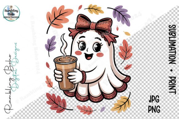 Coquette Coffee Ghost Fall Leaves Mashup