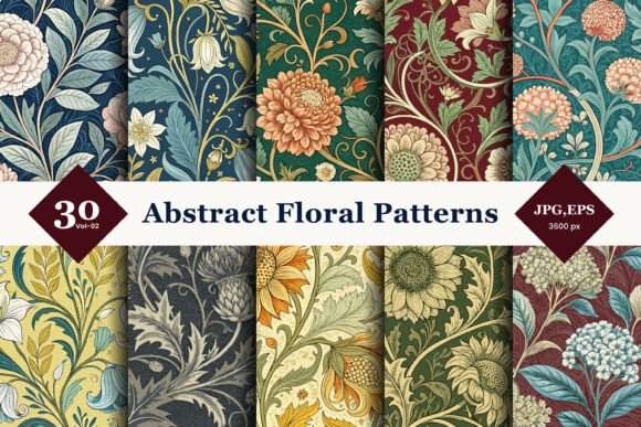 Elegant Design Solutions with Abstract Floral Seamless Patterns 02
