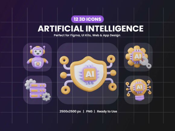 Enhancing Tech Projects with 3D Artificial Intelligence Icons