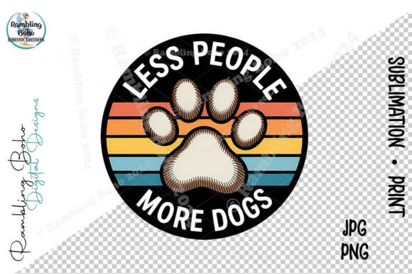 Less People More Dogs Retro Paw Print: A Versatile Design for Creative Projects