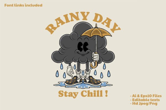Rain Cloud Mascot Holding an Umbrella: A Fresh Identity for Modern Branding