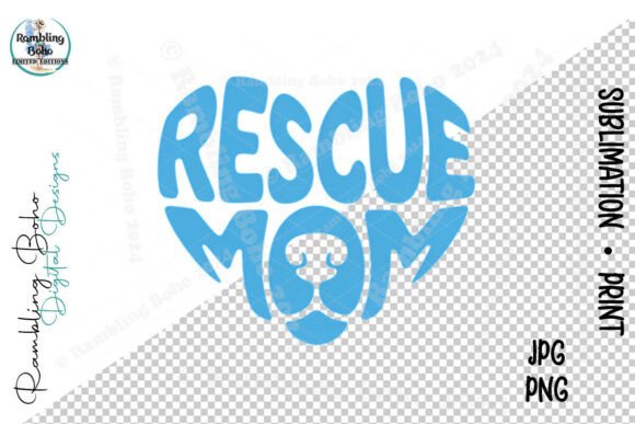 Rescue Mom Cute Dog Word Art Simple: A Versatile Design for Pet Lovers and Creative Entrepreneurs