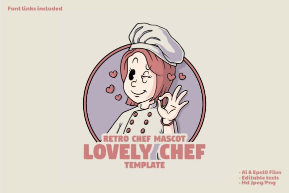 Retro Chef Girl Mascot with Pink Hair: A Dynamic Brand Identity Solution