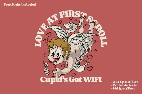 Retro Cute Angel Holding Smartphone: A Timeless Mascot for Modern Branding