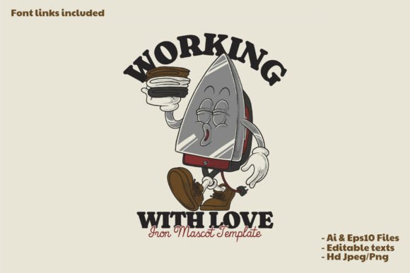 Retro Walking Iron Mascot: Boost Your Brand Identity