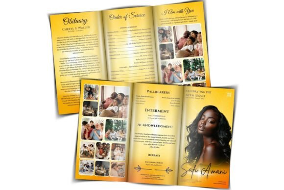Trifold Funeral Program Template for Can